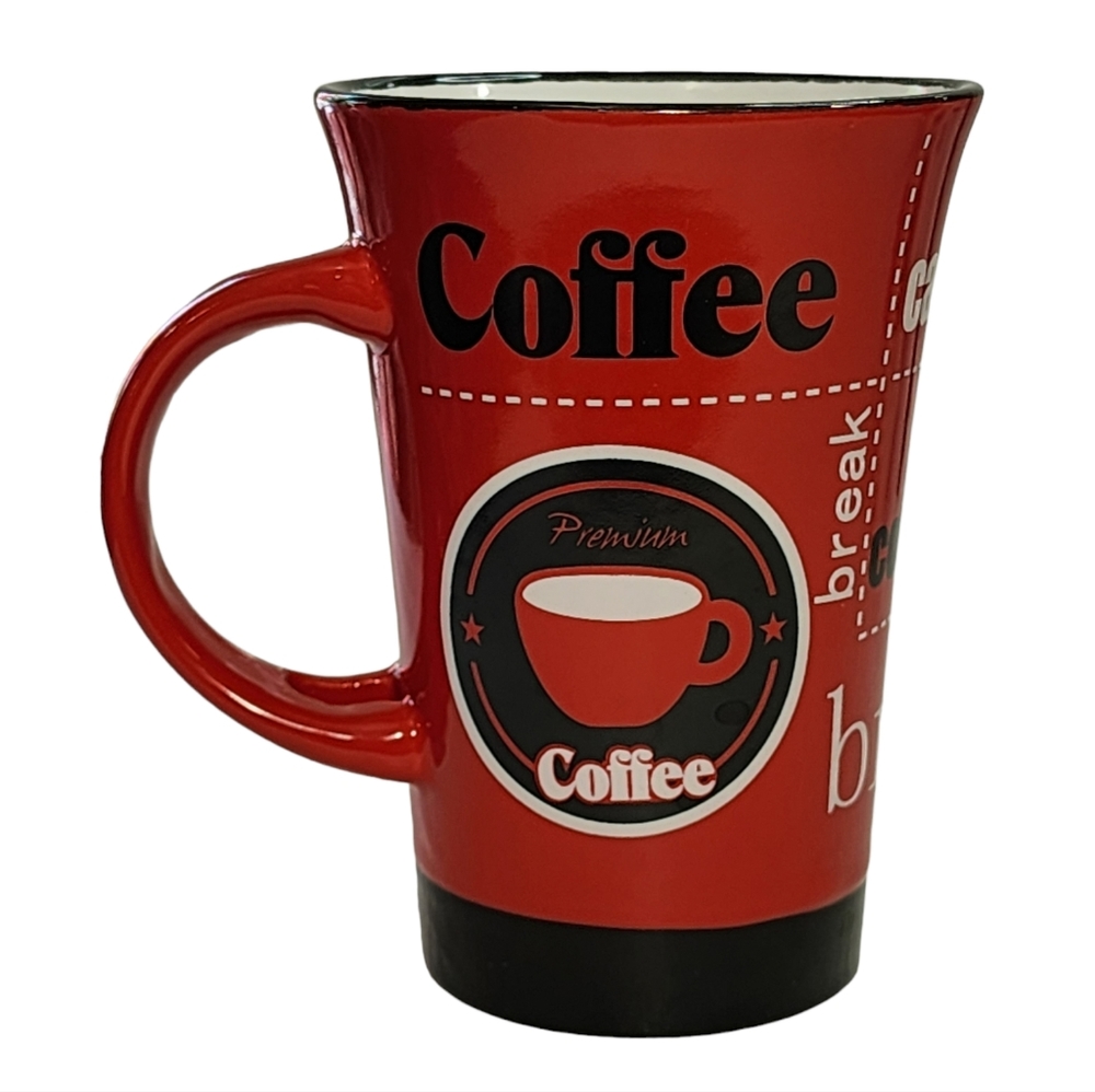 Red And White Ceramic‎ Cappuccino Cup Tea Coffee Mug 10 oz - Picture 6 of 15